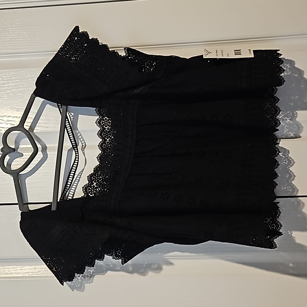 Black eyelet crop top